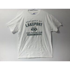 VINTAGE Lakeport Beer Tasting Team Tshirt Retro XL White Hanes Heavyweight